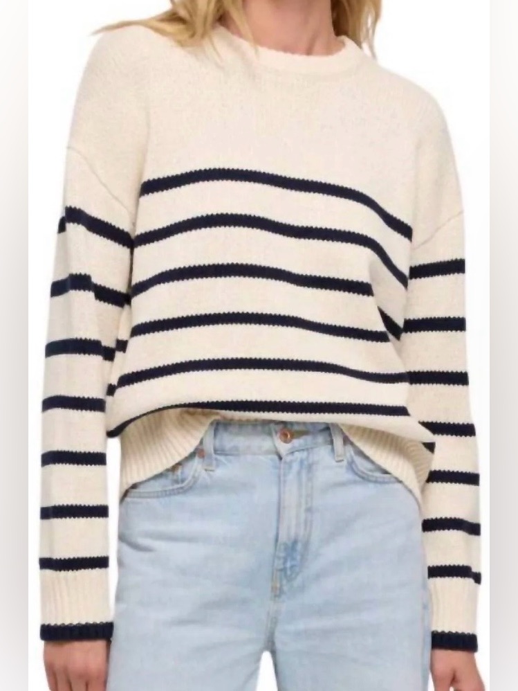 Z Supply Boyfriend Striped Sweater Color Sea Salt Size Small